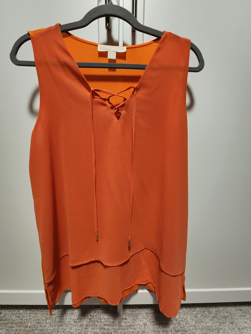 Michael Kors Bekka Tie Detail Tierred Sleeveless Blouse - Orange